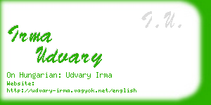 irma udvary business card